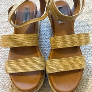 Steve Madden Beige Strappy Wedge Sandals